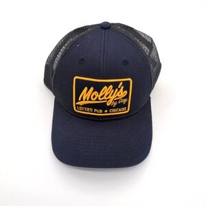 Mollys By Day Trucker Hat Lotties Pub Chicago Navy Blue Mesh Cap Dome Headwear